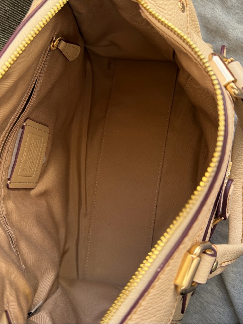 Coach Pebbled Leather Satchel in Cream with Gold Hardware - Picture 3 of 13